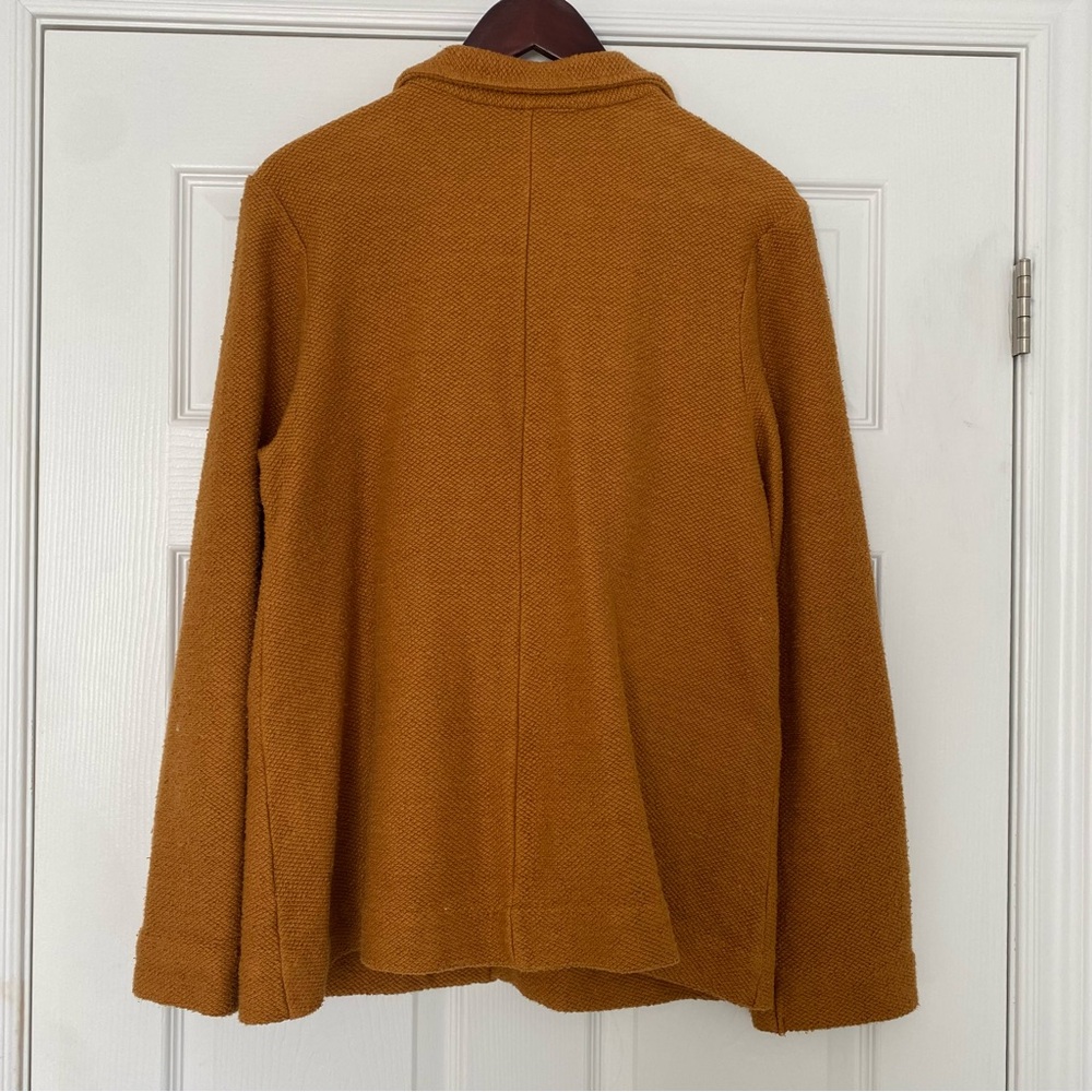 Anthropologie Maeve Textured Single Button Relaxed Blazer - Mustard Brown Size L - Picture 9 of 17